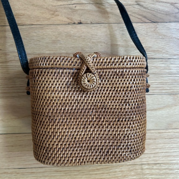 Handbags - Woven Rattan Crossbody Bag - Brown